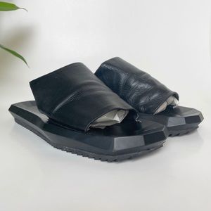 MM Black Leather Slides Avant Garde Modern Slip-on Mules Sandals 38